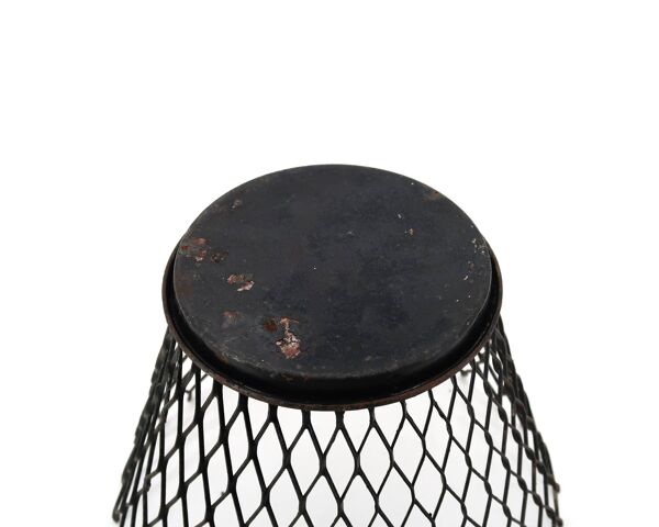 Cache pot en métal grillagé noir style Mathieu Matégot, années 50