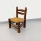 Vintage Charles Dudouyt Brutalist Low Chair in Wood and Straw
