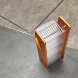 Postmodern CD storage unit in wood, metal, and plastic by Ezech, 1980s.