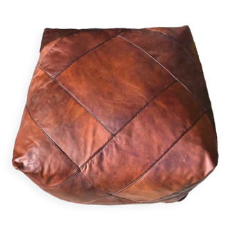 Leather square floor pouf