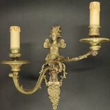 Pair of 19th century Regency style wall lights with winged nymphs -