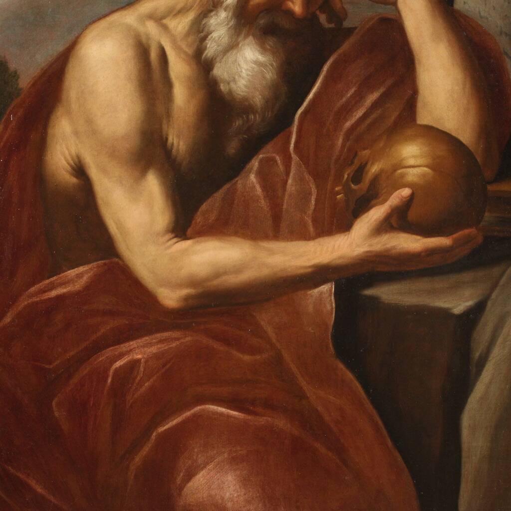 Great 17th century Italian painting, Saint Jerome in Meditation