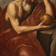 Great 17th century Italian painting, Saint Jerome in Meditation
