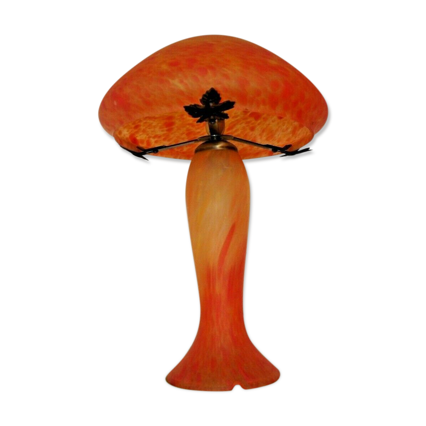 Lampe aux champignons en verre d’art orange de style Art avec abat-jour
