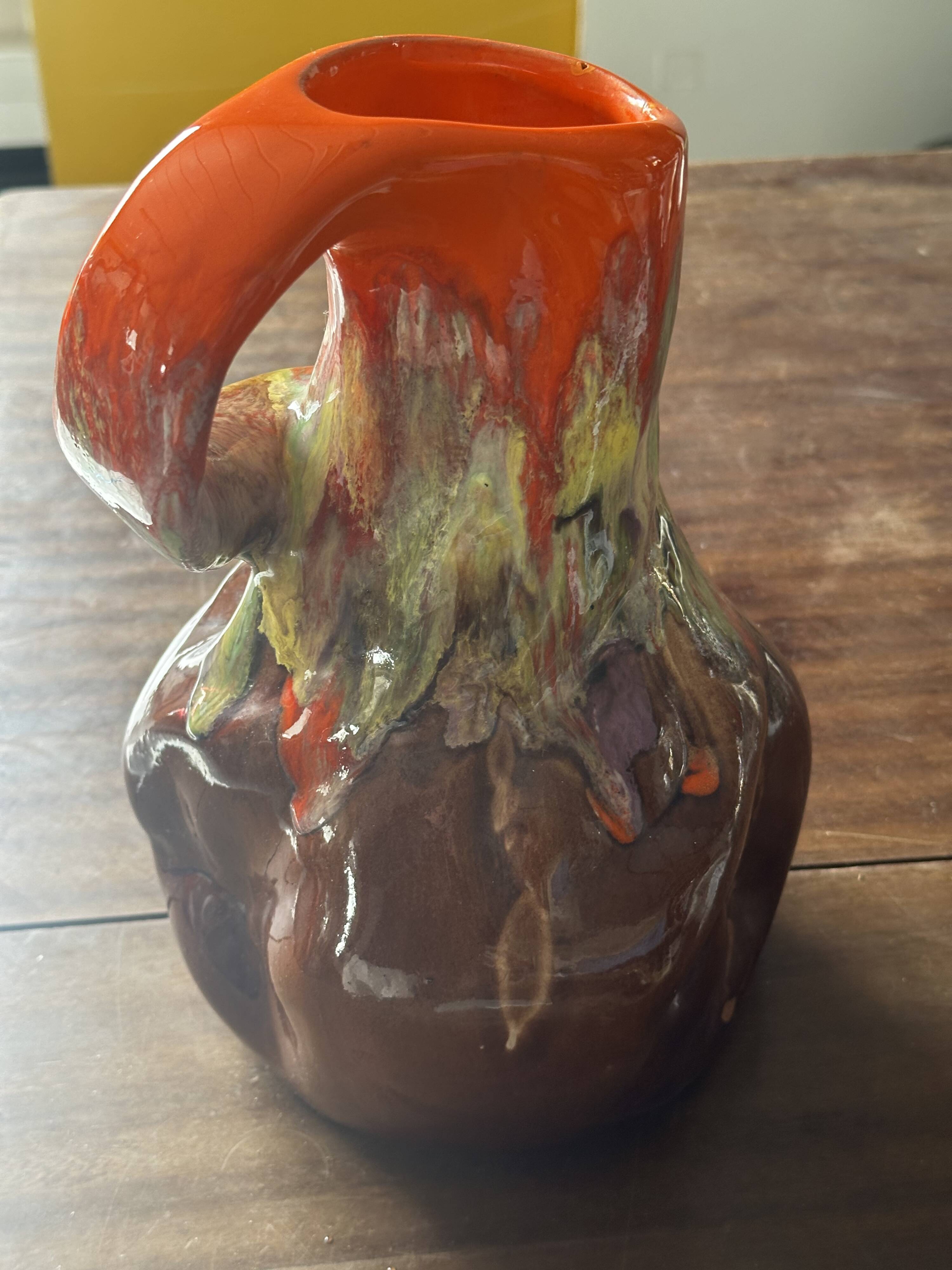Vintage Vallauris Glazed Ceramic Pitcher, 30 cm High