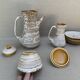 Stoneware coffee set niderviller model fauve - vintage - hand decoration