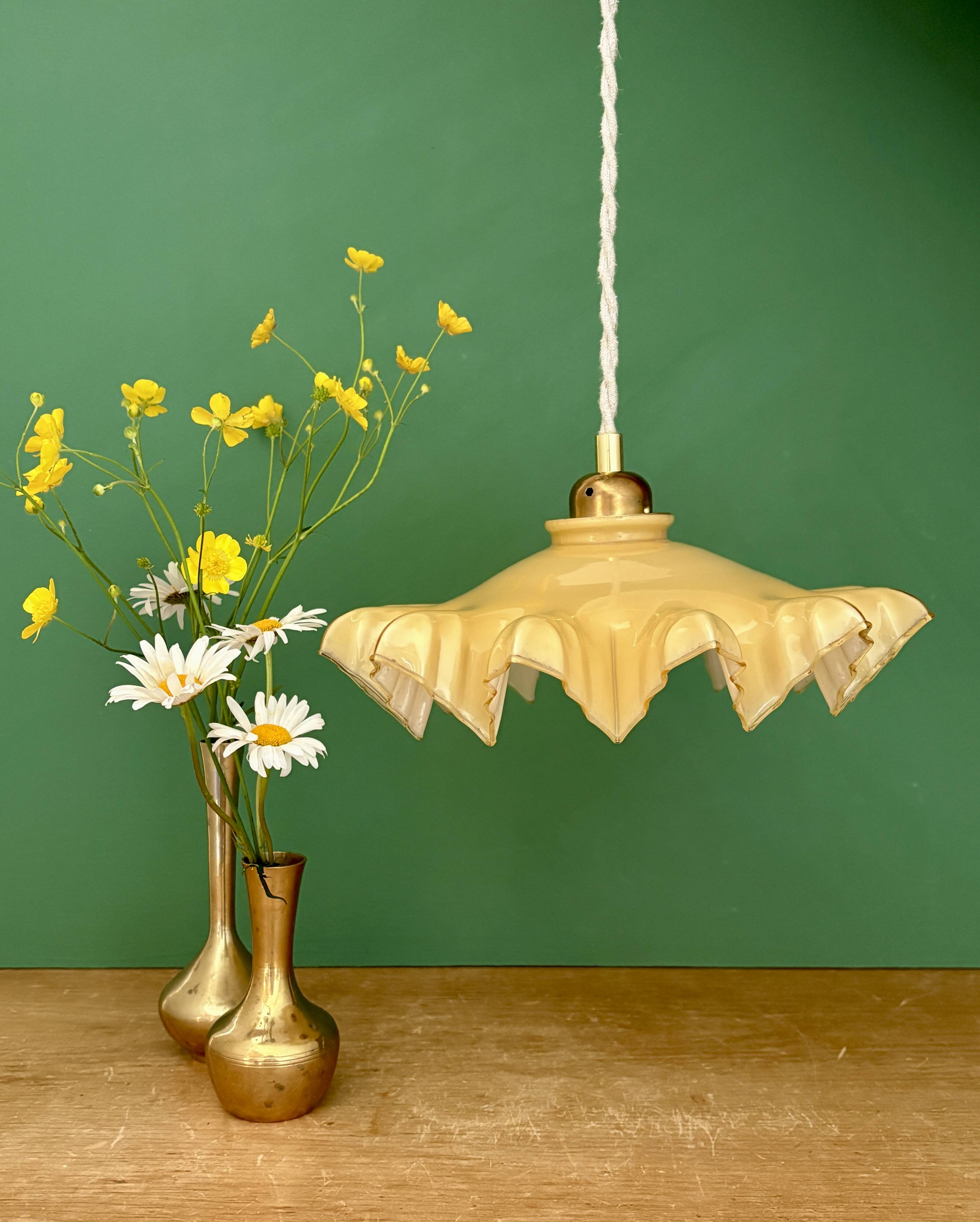 Vintage yellow opaline pendant light