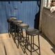 Black leather stools