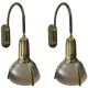 Art deco holophane cut glass and brass wall lamps, 1970