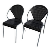 Lot de 2 chaises en métal au design perforé (années 1980)