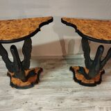 Pair of Italian lacquered and painted consoles