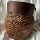 Early 20th century Chinese grain basket made of woven willow