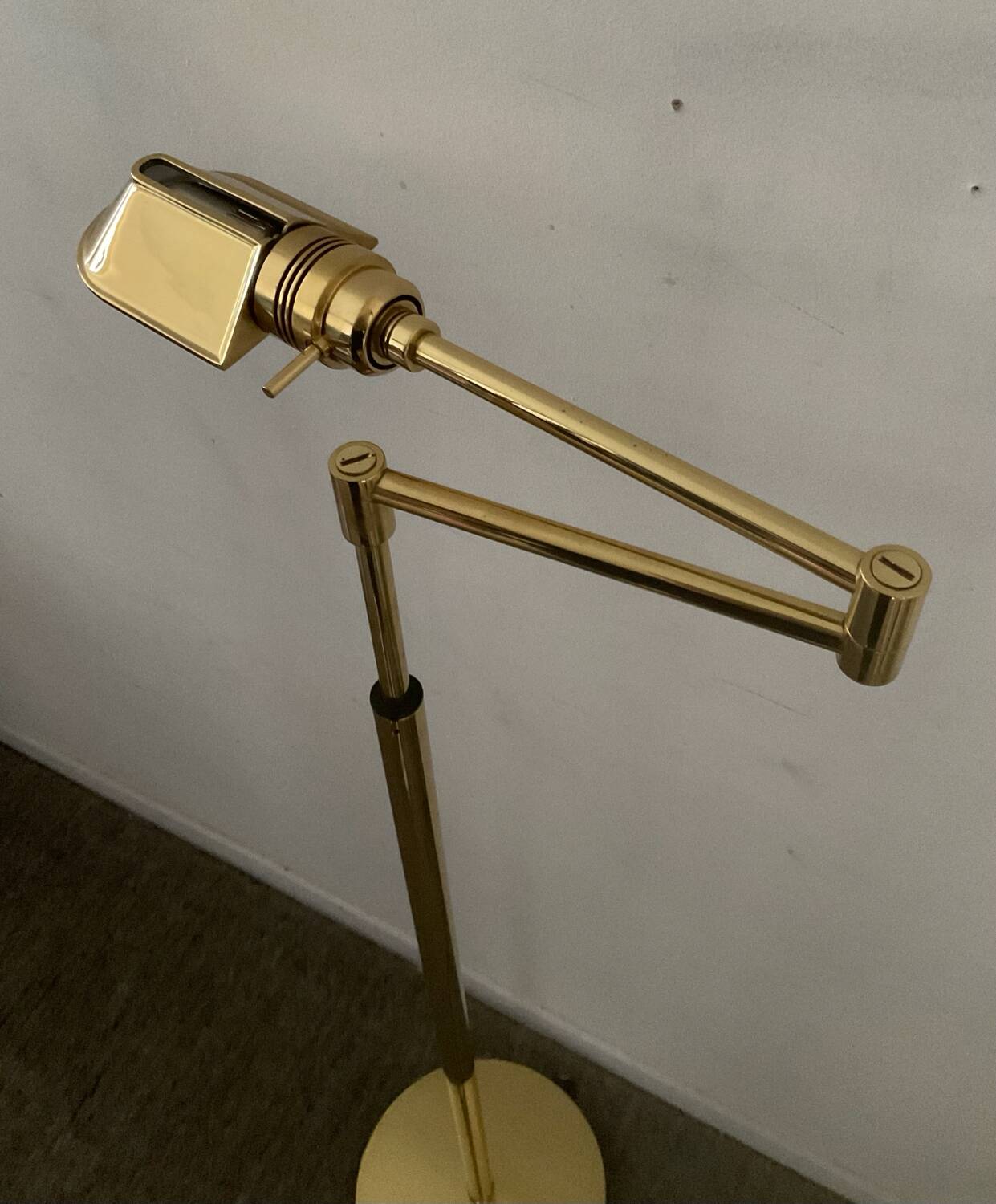 Brass reading floor lamp from the 1970s