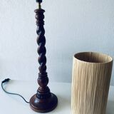 Turned wood lamp