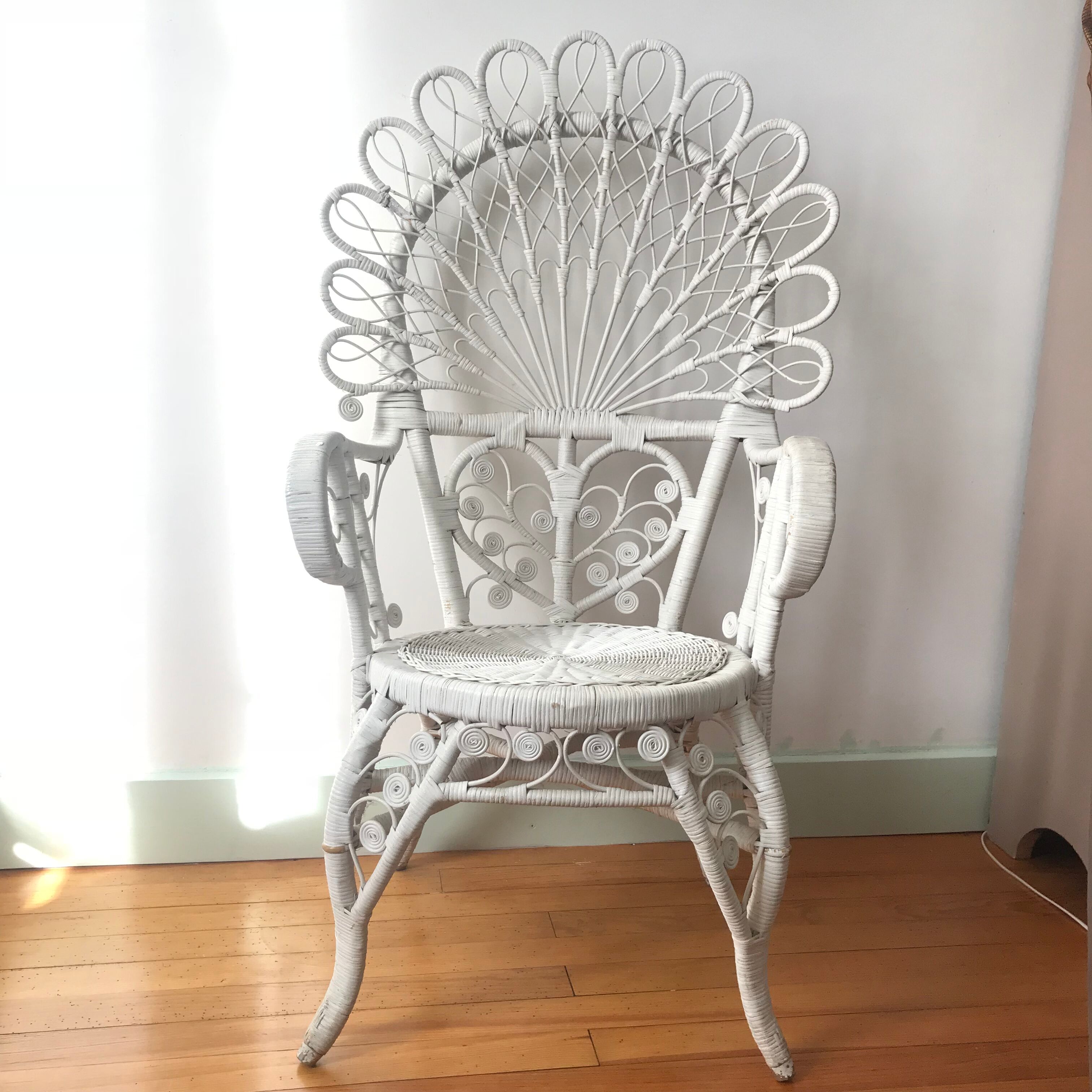 White peacock rattan chair