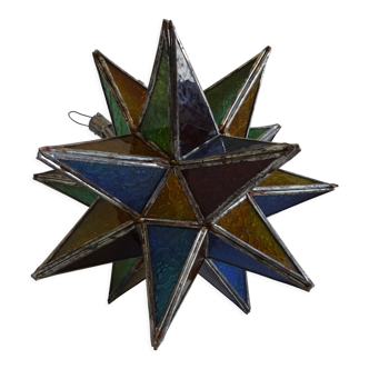 Suspension orientale étoile en verre et métal