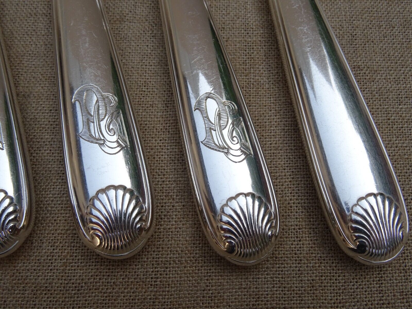 12 knives silver metal blade stainless steel model Vendome, Christofle