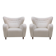 Late 20th Century White Wool and Solid Wood Pair of Armchairs, Norway