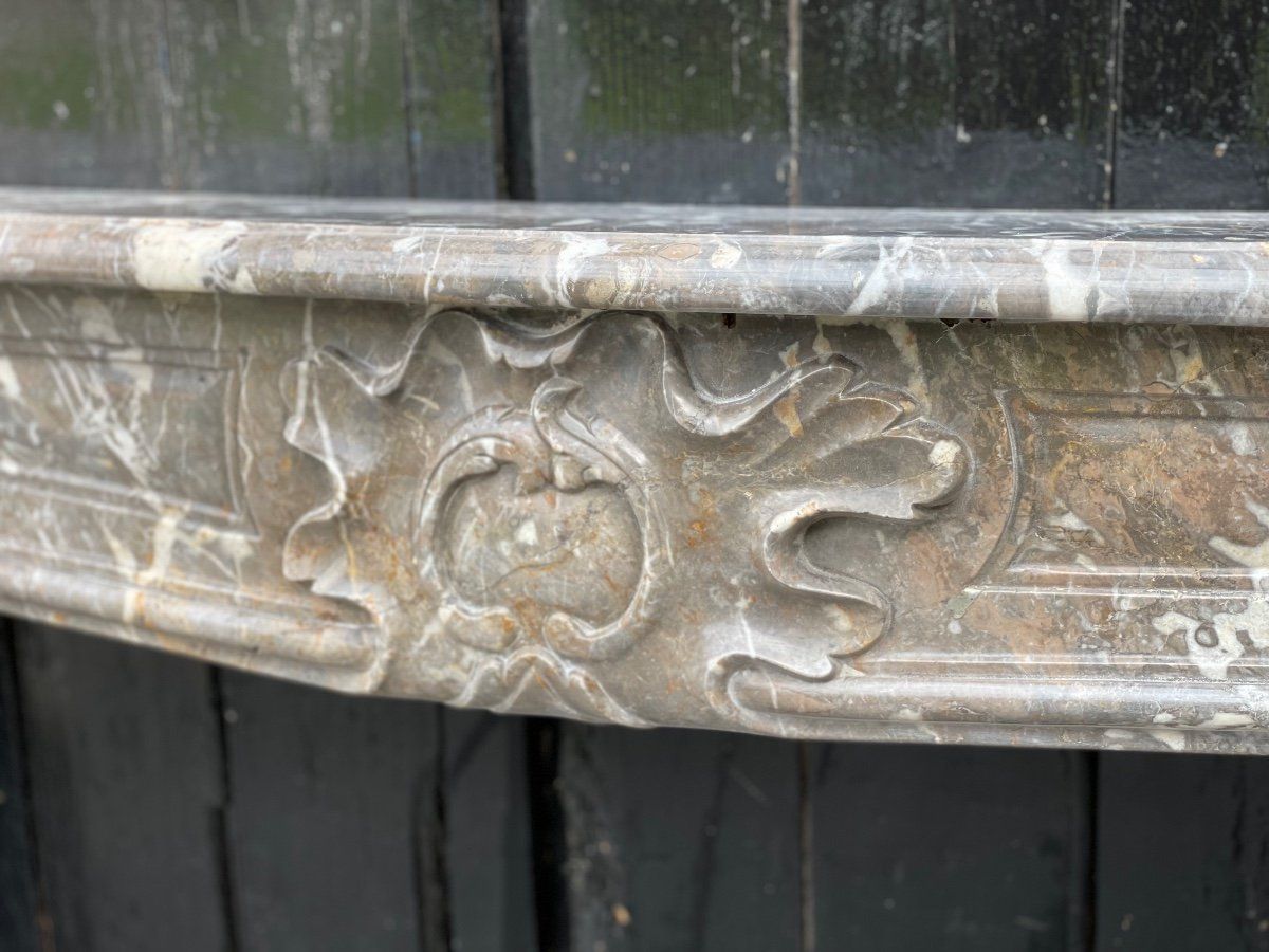 Fireplace louis xv in grey marble of the ardennes late eighteenth century