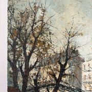Saint Martin Canal in Paris, knife oil painting signed L Guerbier.