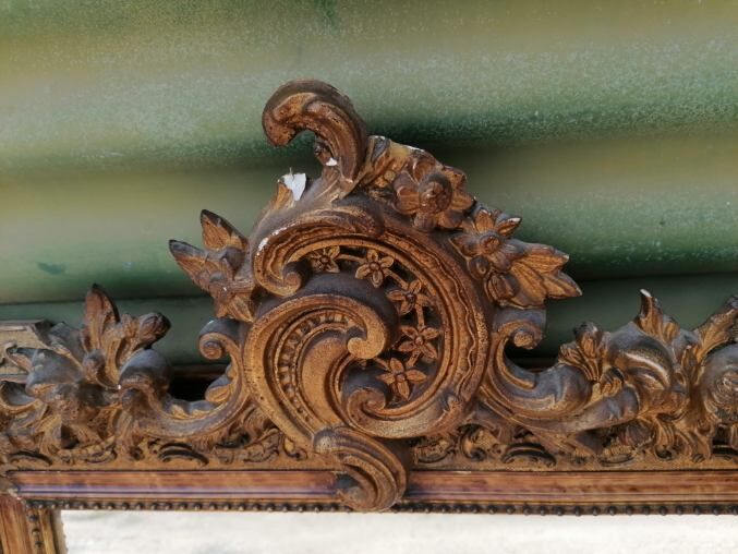 Large old louis XVI style mirror / golden stucco 73x97cm