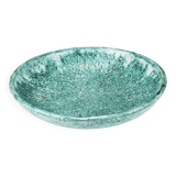 Eva Ruffoni Grand Bol Art Fruitier en Céramique Turquoise, 15 pouces de diamètre, Italie, années 1980