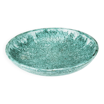 Eva Ruffoni Grand Bol Art Fruitier in Turquoise Ceramic, 15 inches in diameter, Italy, 1980s