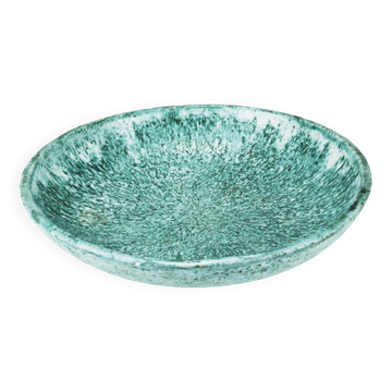 Eva Ruffoni Grand Bol Art Fruitier in Turquoise Ceramic, 15 inches in diameter, Italy, 1980s