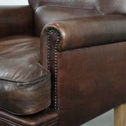 Beautiful Characterful Sheep Leather Armchair with a Deep Colour