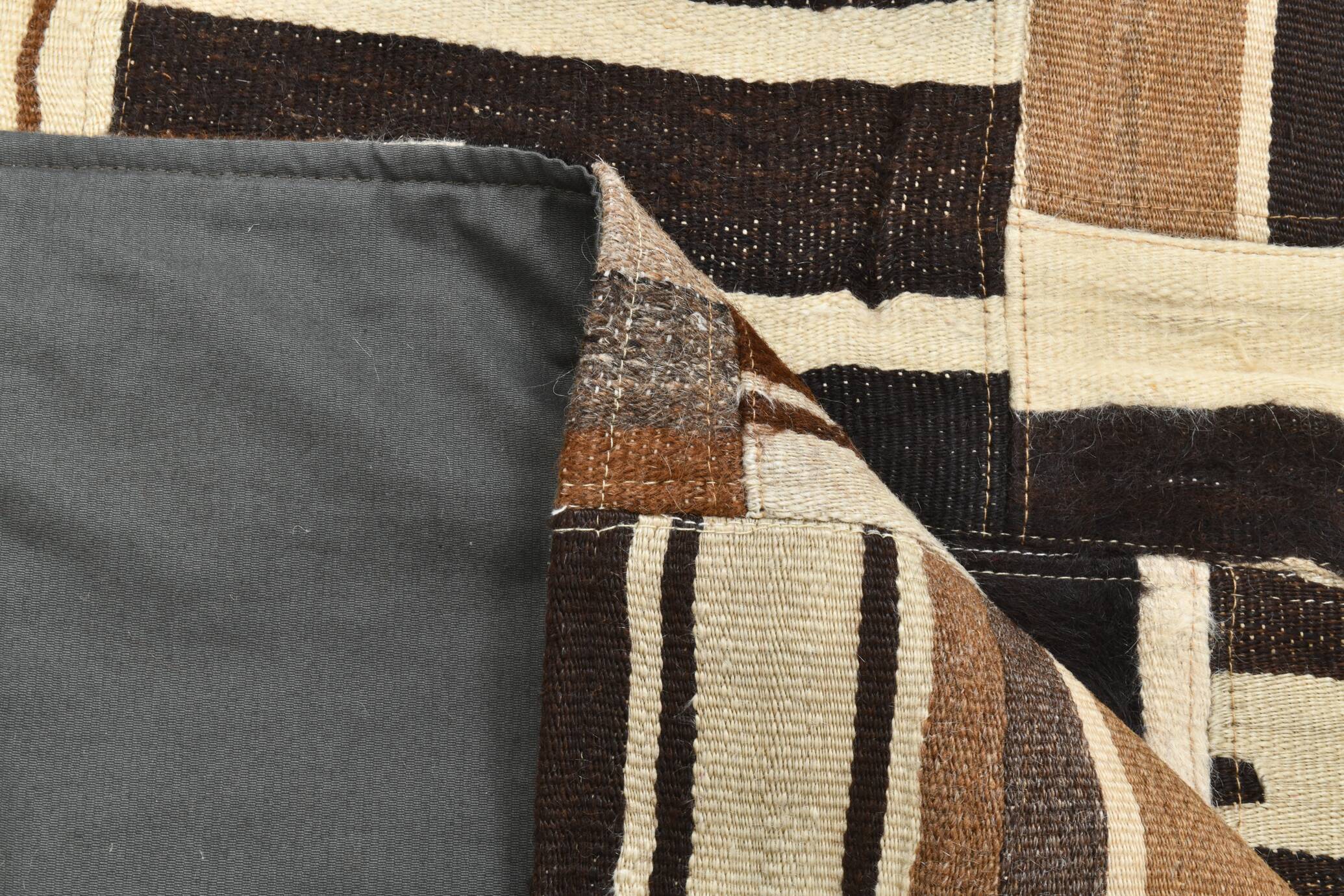 5x7 Brown & Cream Handmade Vintage Kilim Rug, 149x200Cm