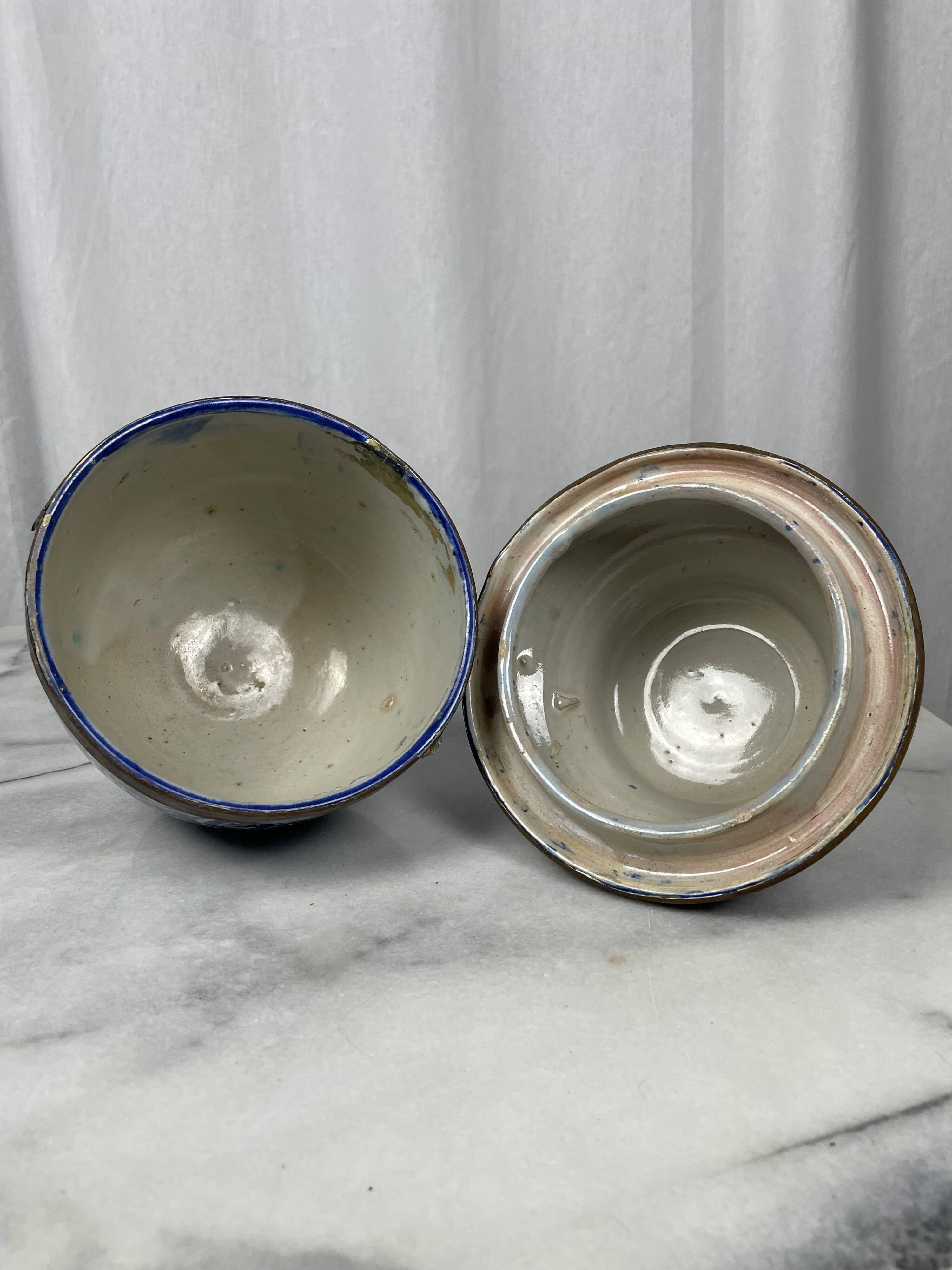 Ensemble 4 jarres marocaines Jobbanas - Céramique bleue de Fès