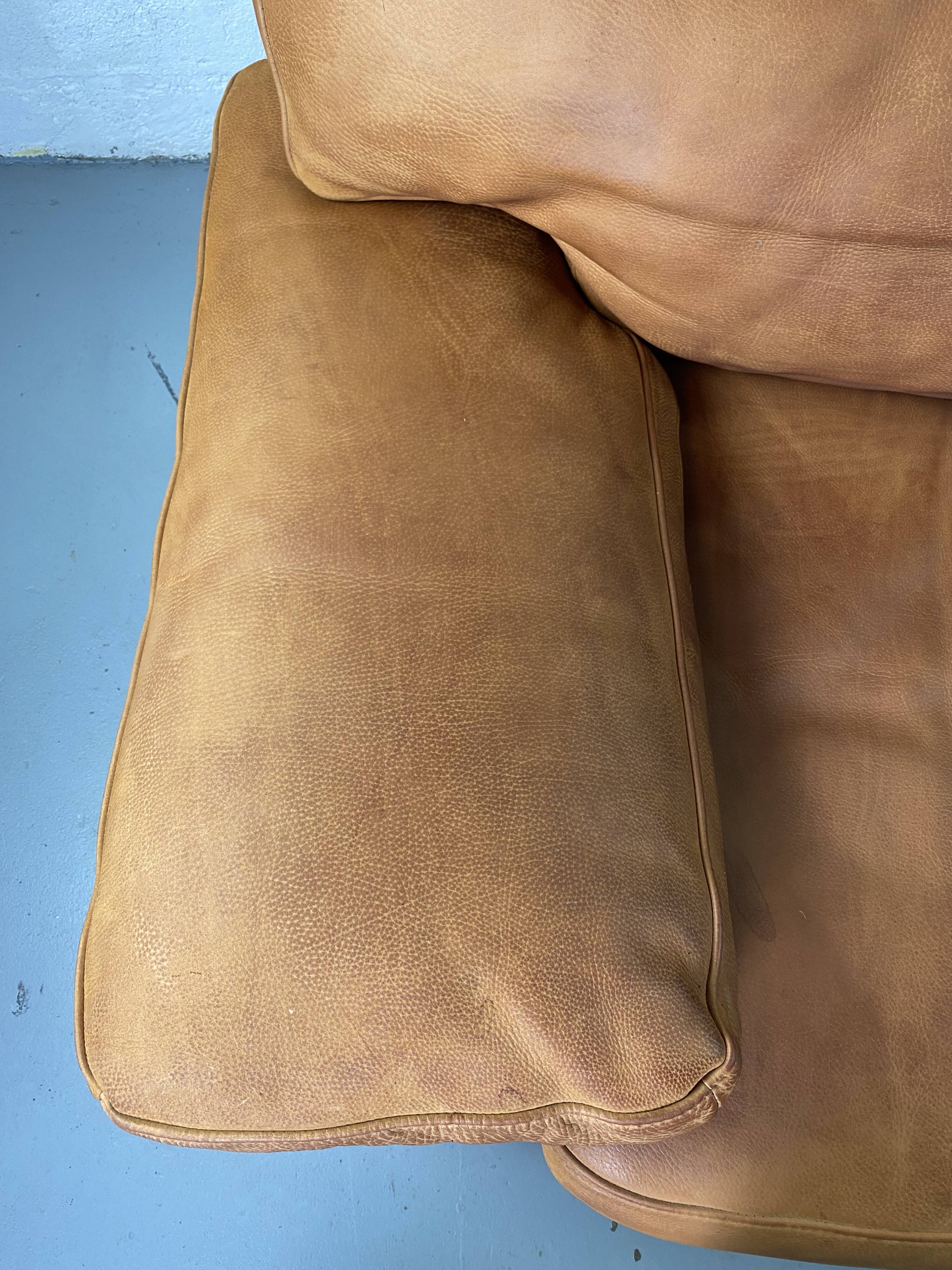 Roche-Bobois brown leather sofa