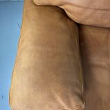 Roche-Bobois brown leather sofa