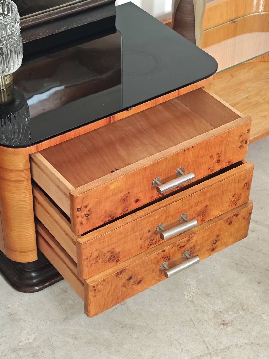 Jindrich Halabala dressing table and bedside tables for Up Zavody 1950
