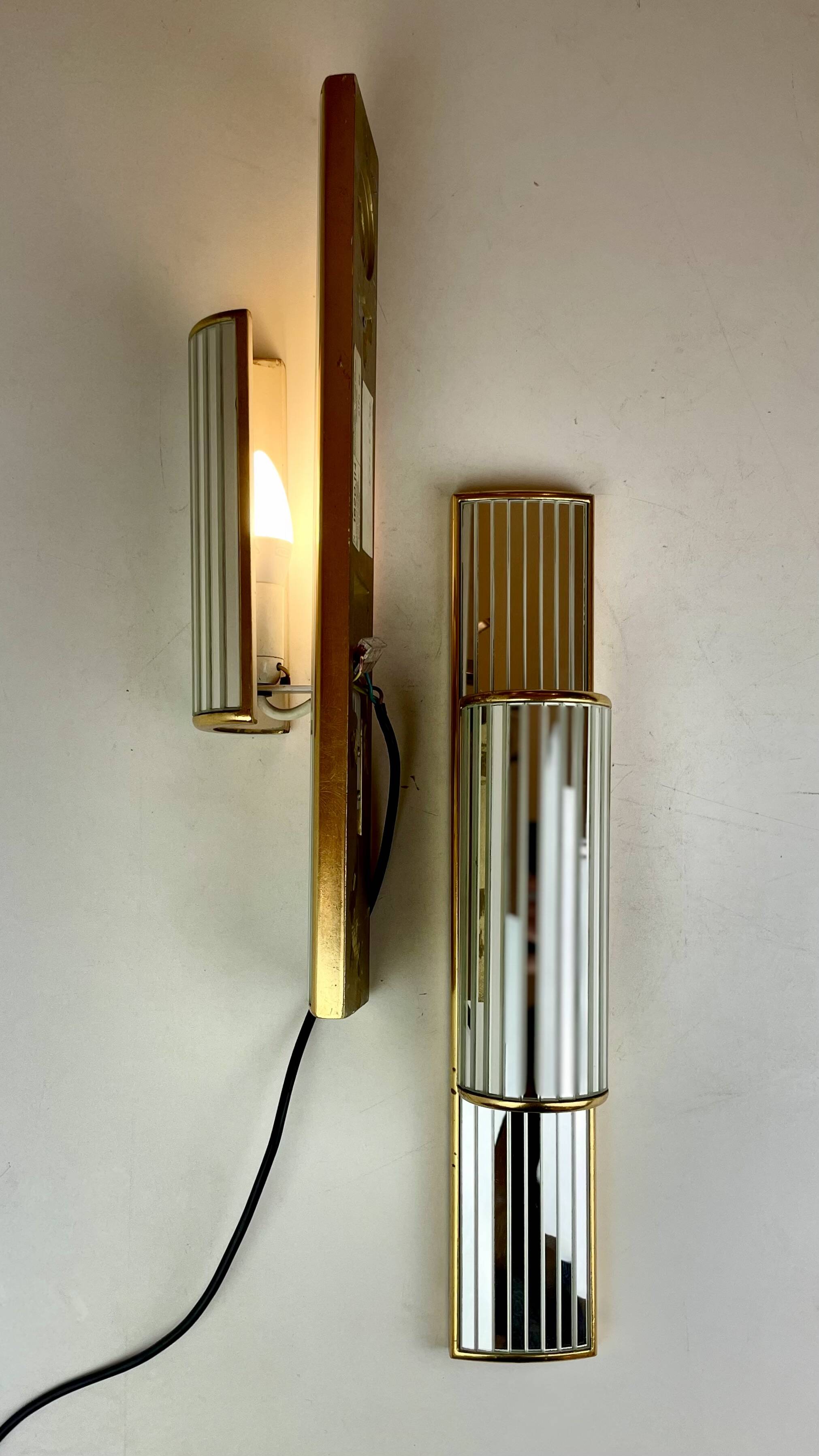 Pair of Mirrored Sconces by Deknudt, 1980s