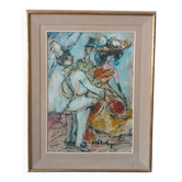 Technique mixte sur papier, personnages masqués Guido Codognone (1901-1968)