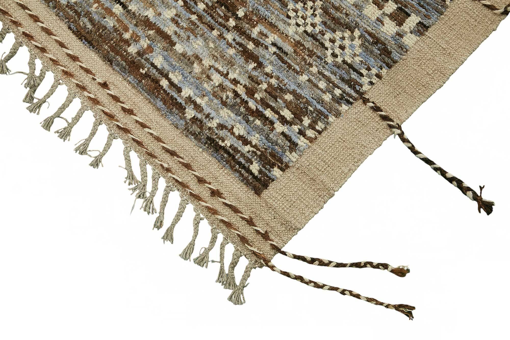 Handmade Turkish One of a Kind 202 cm x 304 cm Brown Wool Carpet