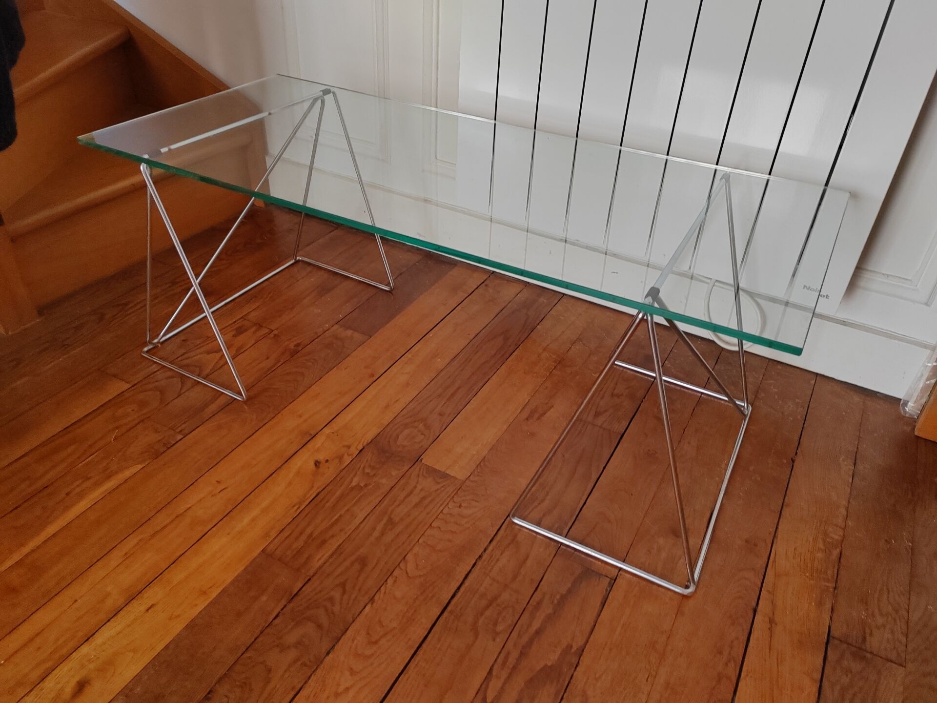 Glass and chrome coffee table