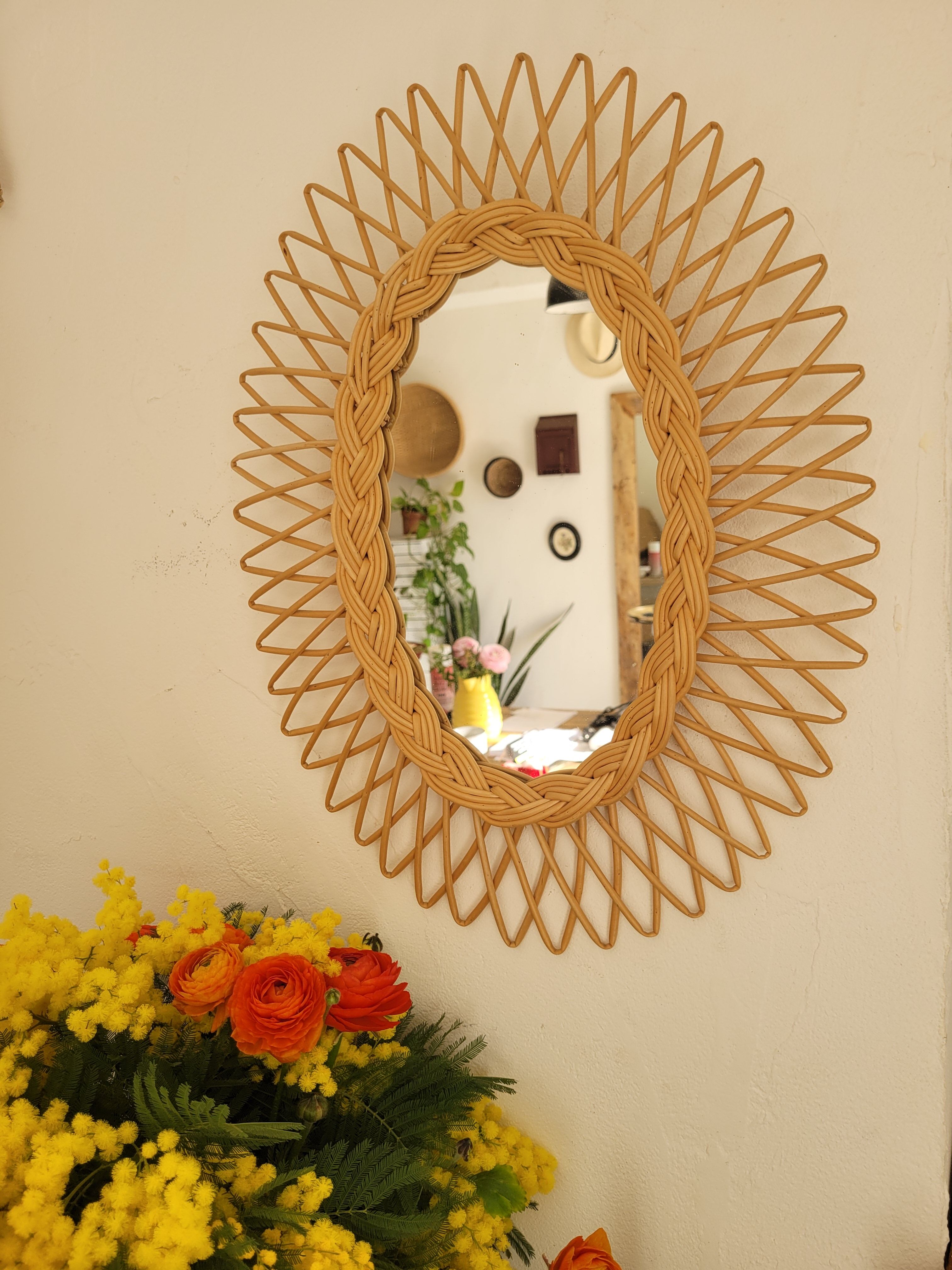 Vintage rattan mirror