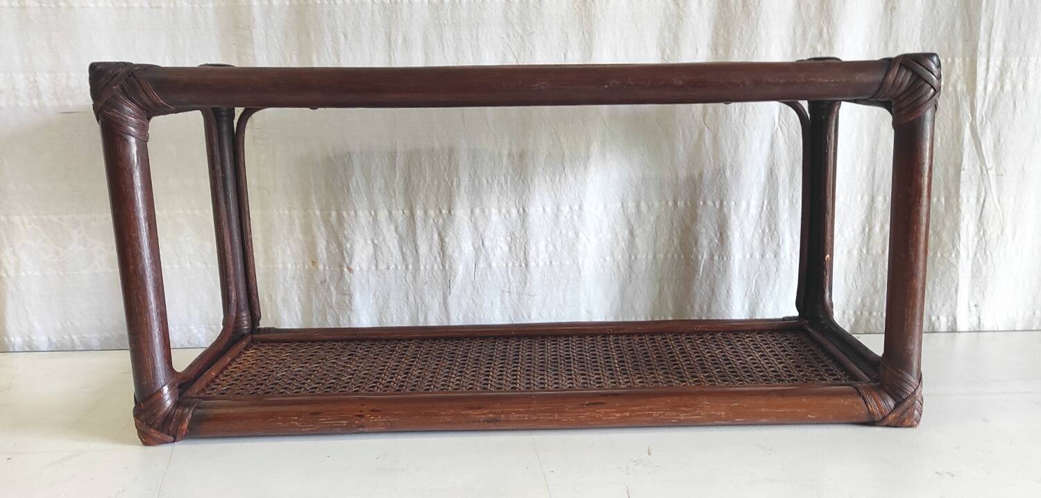 Rattan and cane wall shelf - 70s/80s