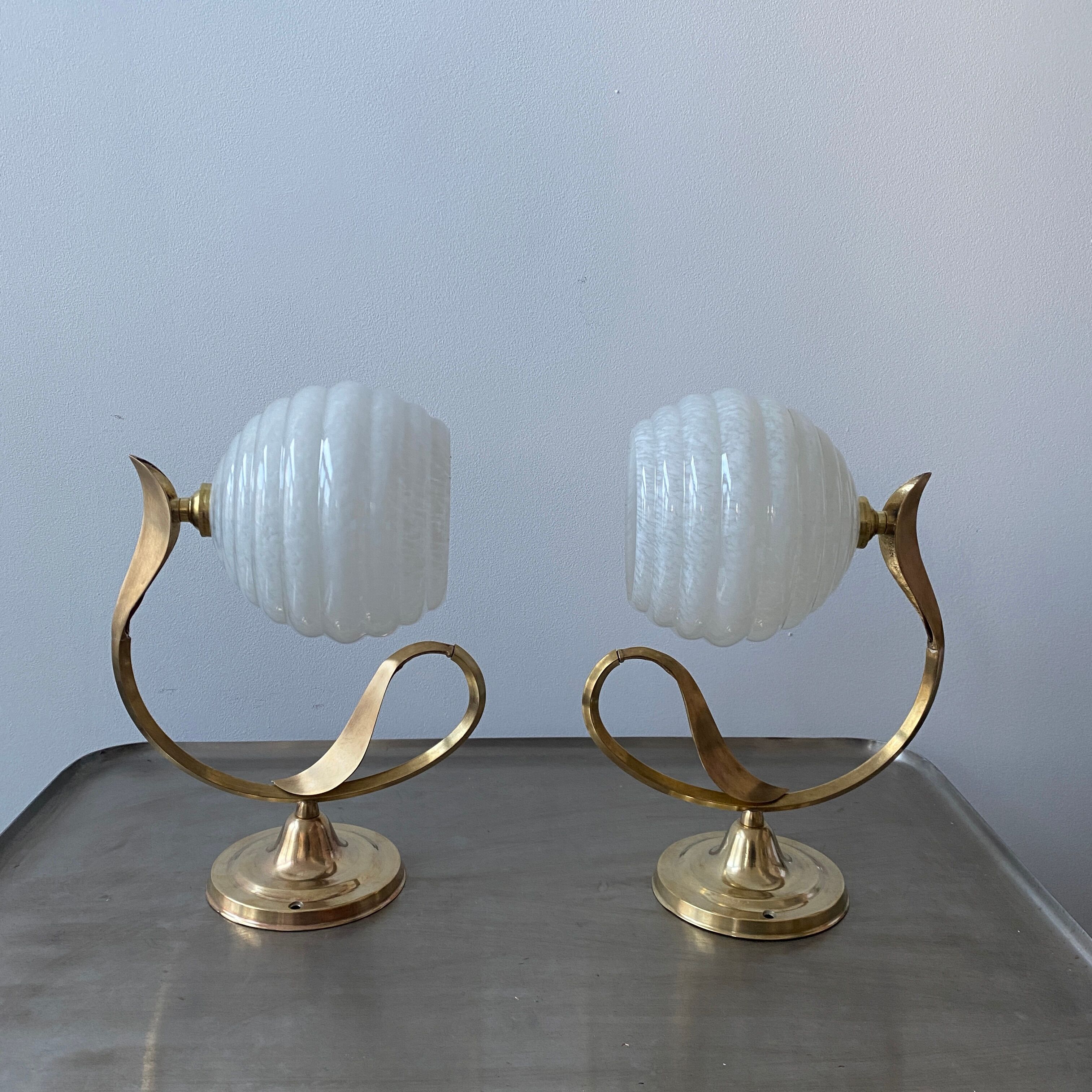 Lot 2 old vintage clichy glass sconces