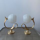 Lot 2 old vintage clichy glass sconces