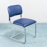 Set 4 chairs eco leather blue metal chrome 70