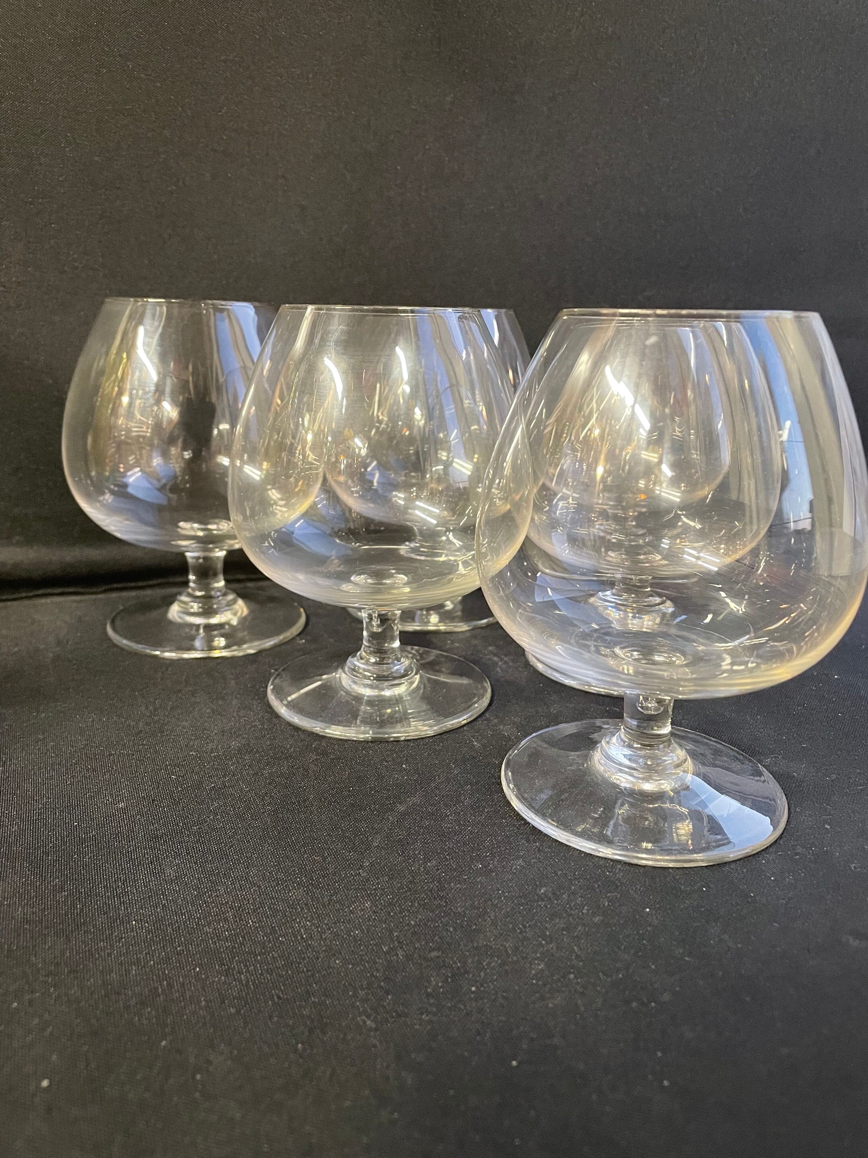 6 old tasting balloon glasses (cognac/armagnac) - light blown crystal