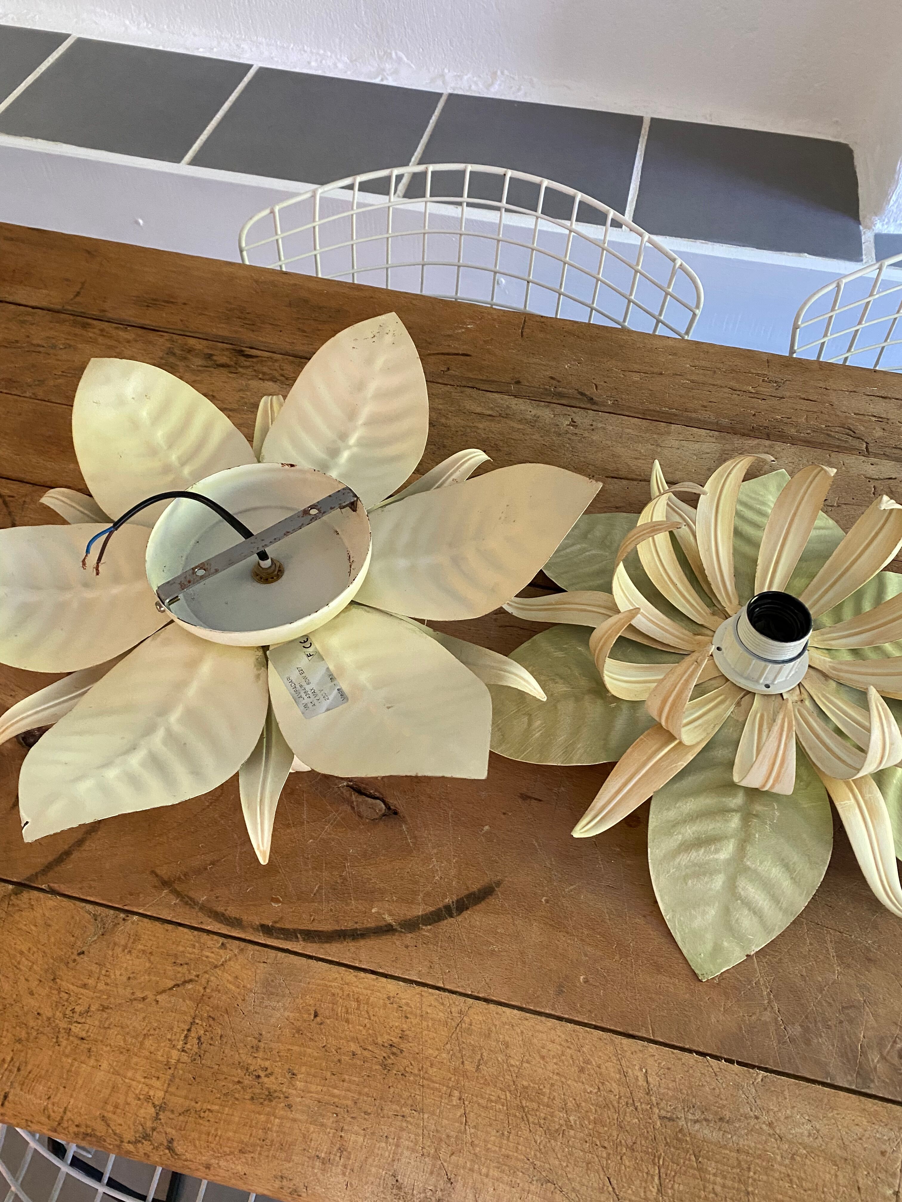 Pair of Italian vintage metal flower sconces