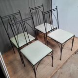 Series of 4 black metal chairs