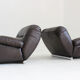 Giuseppe Munari lounge chairs brown leather 1970s, Italy, set of 2