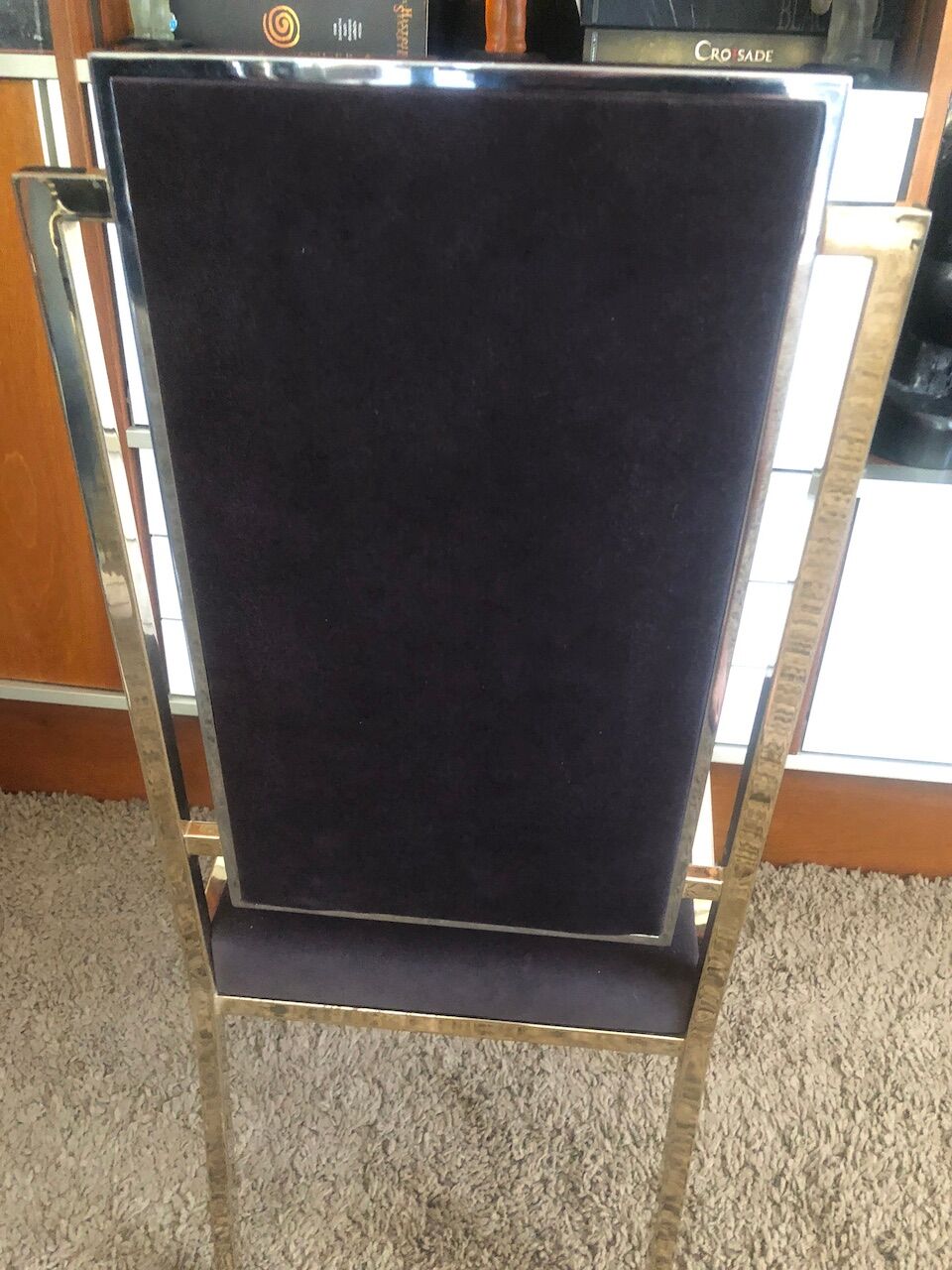 Set of 8 brass and alcantara chairs Romeo Rega 1970