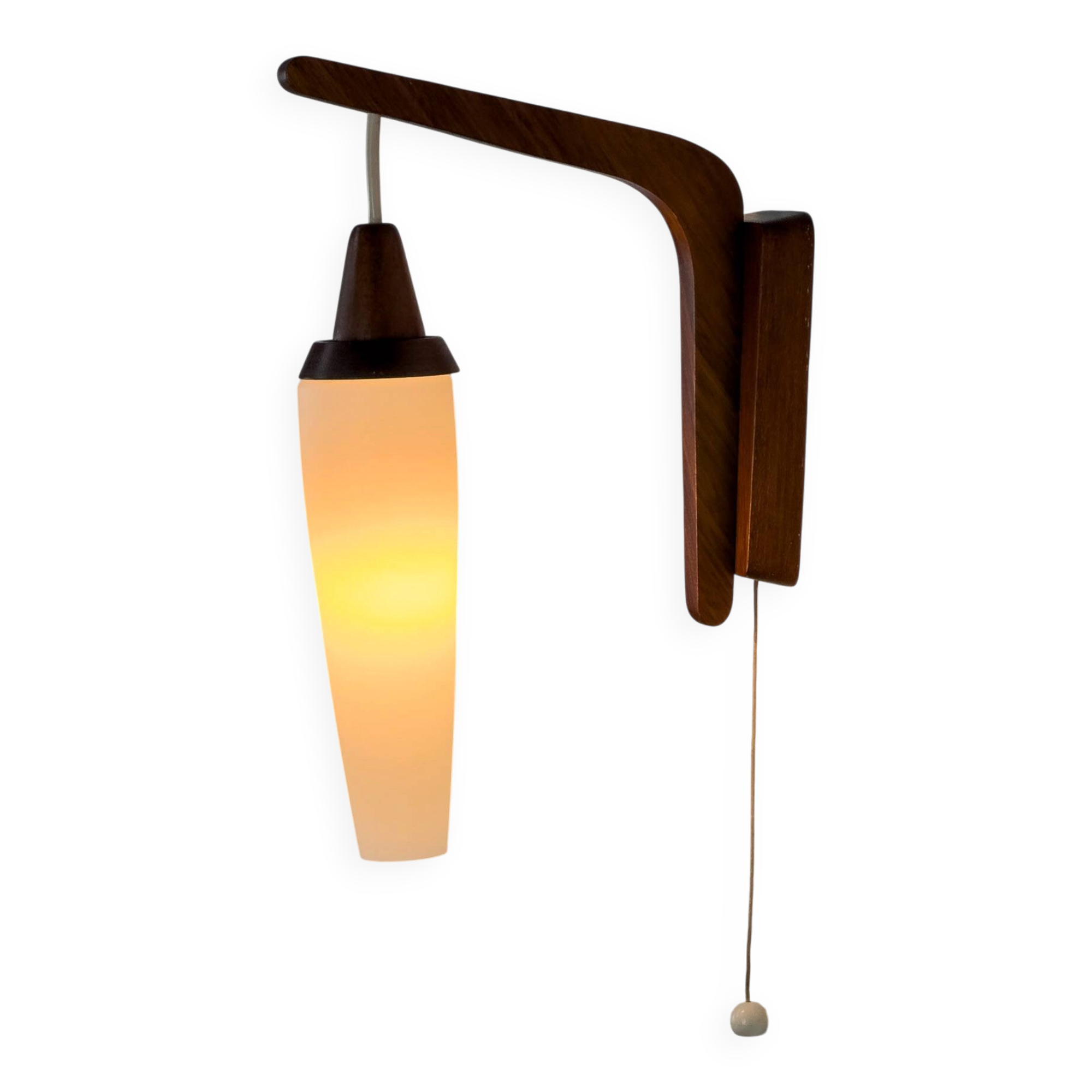Wall light in teak and opaline glass, 1960s