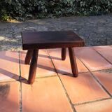 Step footrest solid wood vintage brutalist stool